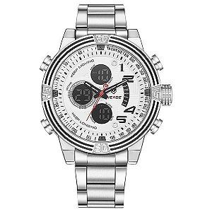 Relógio Masculino Weide AnaDigi WH-5209 - Prata e Branco
