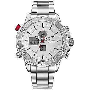 Relógio Masculino Weide AnaDigi WH-6108 - Prata e Branco