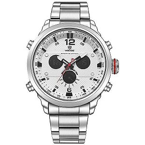 Relógio Masculino Weide AnaDigi WH-6303 - Prata e Branco