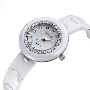 Relógio Feminino Weiqin Cerâmica Analógico W3210 Branco