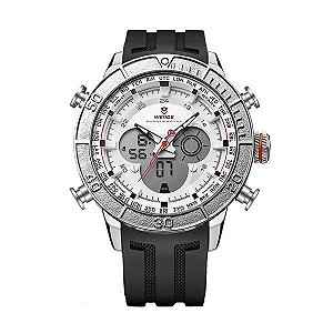 Relógio Masculino Weide AnaDigi WH-6308 - Preto, Prata e Branco