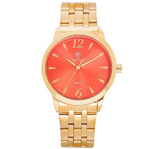 Relógio Feminino Tuguir Analógico TG141 Dourado e Vermelho