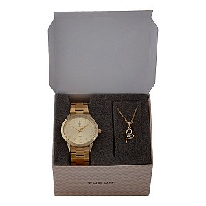 Kit Relógio Feminino Tuguir Analógico TG116 Dourado com Brinde
