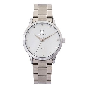 Relógio Feminino Tuguir Analógico TG114 Prata e Branco