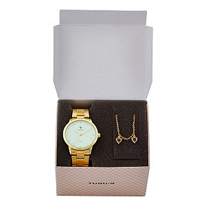 Kit Relógio Feminino Tuguir Analógico TG115 Dourado com Brinde