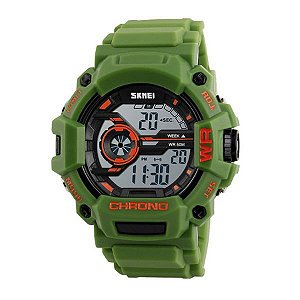 Relógio Masculino Skmei Digital 1233 - Verde e Laranja
