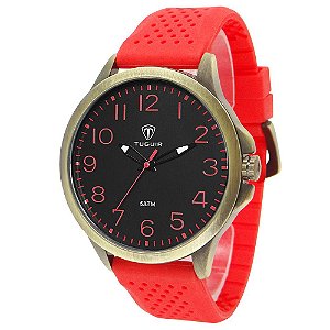 Relógio Masculino Tuguir Analógico TG100 Bronze e Vermelho