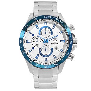 Relógio Masculino Tuguir Cronógrafo TG3118 Prata e Azul