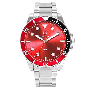 Relógio Masculino Tuguir Analógico TG157 Prata e Vermelho