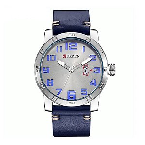 Relógio Masculino Curren Analógico 8254 - Azul e Prata
