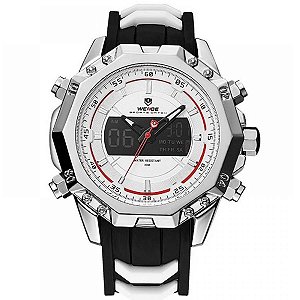 Relógio Masculino Weide AnaDigi WH-6406 Prata, Preto e Branco