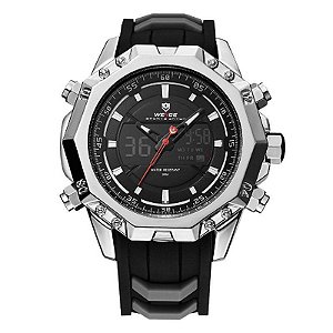 Relógio Masculino Weide AnaDigi WH-6406 - Prata e Preto