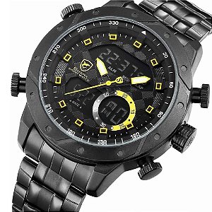 Relógio Masculino Shark AnaDigi DS037S - Preto e Amarelo