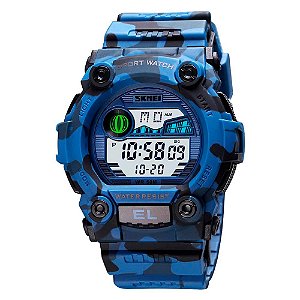 Relógio Masculino Skmei Digital 1633 Azul Camuflado
