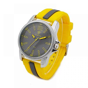 Relógio Masculino Tuguir Analógico 5017 Amarelo, Cinza e Prata