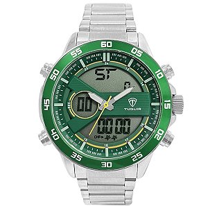 Relógio Masculino Tuguir AnaDigi KT1161 Prata e Verde