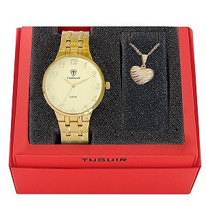 Kit Relógio Feminino Tuguir Analógico W2128TU Dourado com Brinde