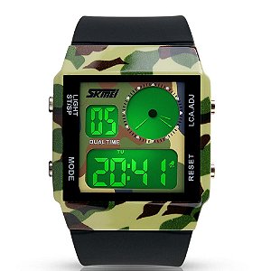 Relógio Masculino Skmei Digital 0841 - Preto e Verde Camuflado