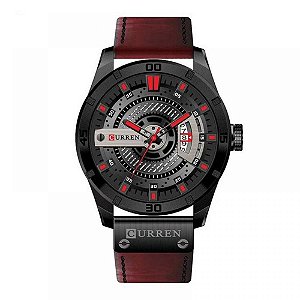 Relógio Masculino Curren Analógico 8301 - Vermelho e Preto