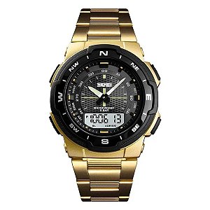 Relógio Masculino Skmei AnaDigi 1370 Dourado e Preto