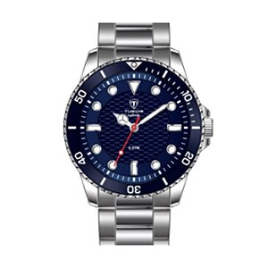 Relógio Masculino Tuguir Analógico Infinity 9166F Prata e Azul