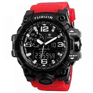 Relógio Masculino Tuguir AnaDigi TG1155 - Vermelho e Preto