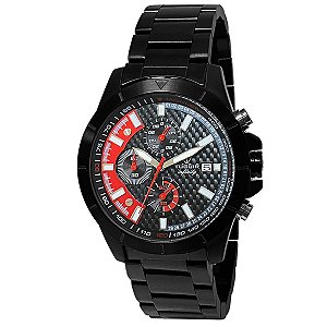 Relógio Cronógrafo Masculino de Aço Tuguir Analógico Infinity TGI37041 Preto e Vermelho