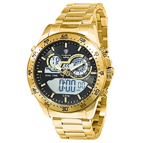 Relógio Masculino Tuguir AnaDigi Infinity 1881B Dourado e Preto