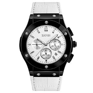 Relógio Masculino Skmei Analógico 9157 - Branco e Preto