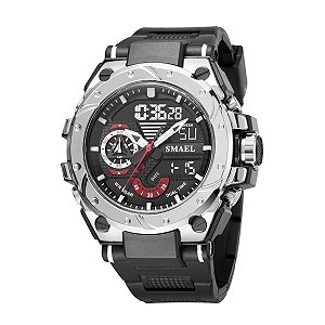 Relógio Masculino Smael AnaDigi 8060 Preto e Prata