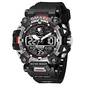 Relógio Masculino Smael AnaDigi 8078 Preto e Prata