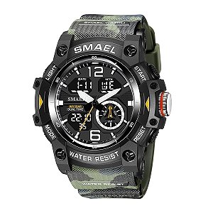 Relógio Masculino Smael AnaDigi 8007 Verde Camuflado e Preto