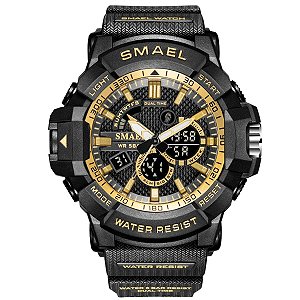 Relógio Masculino Smael AnaDigi 8036 Preto e Dourado