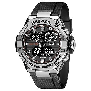 Relógio Masculino Smael AnaDigi 8066 Preto e Prata