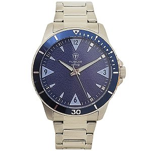Relógio Masculino de Aço Tuguir Analógico Infinity TGI37072 Prata e Azul