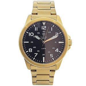 Relógio Masculino de Aço Tuguir Analógico Infinity TGI37097 Dourado e Preto