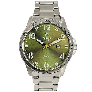 Relógio Masculino de Aço Tuguir Analógico Infinity TGI37100 Prata e Verde