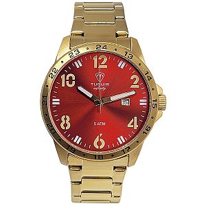 Relógio Masculino de Aço Tuguir Analógico Infinity TGI37103 Dourado e Vermelho