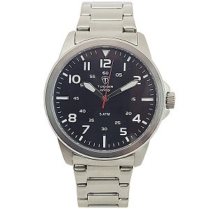 Relógio Masculino de Aço Tuguir Analógico Infinity TGI37095 Prata e Preto