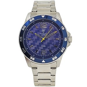 Relógio Masculino de Aço Tuguir Analógico Infinity TGI37076 Prata e Azul