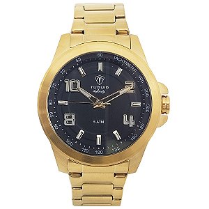 Relógio Masculino de Aço Tuguir Analógico Infinity TGI37107 Dourado e Preto