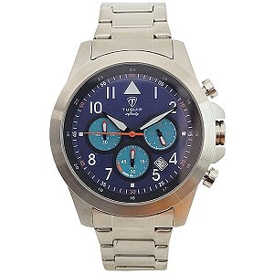 Relógio Cronógrafo Masculino de Aço Tuguir Analógico Infinity TGI37085 Prata e Azul