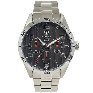 Relógio Masculino de Aço MultiFunção Tuguir Analógico Infinity TGI37055 Prata e Preto