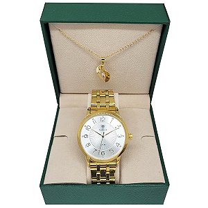 Relógio Feminino Tuguir Analógico TG35104 TG145 Dourado e Branco Pérola