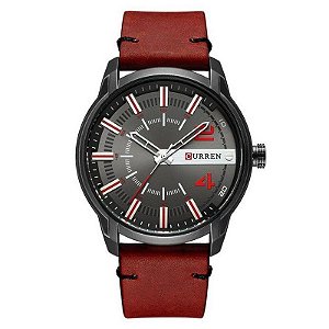 Relógio Masculino Curren Analógico 8306 - Vermelho e Preto