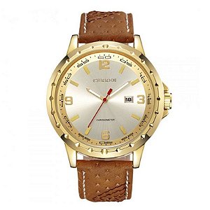 Relógio Masculino Curren Analógico 8120 - Marrom e Dourado