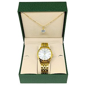 Relógio Feminino Tuguir Analógico 9182H Dourado e Branco