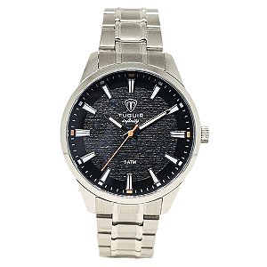 Relógio Masculino de Aço Tuguir Analógico Infinity 23-2229 Prata e Preto