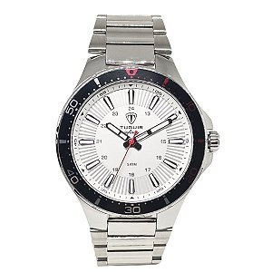 Relógio Masculino de Aço Tuguir Analógico Infinity 23-2238 Prata e Branco e Vermelho