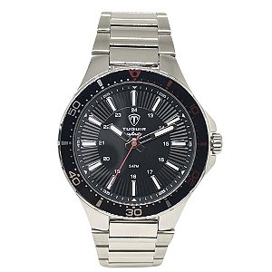 Relógio Masculino de Aço Tuguir Analógico Infinity 23-2238 Prata e Preto e Vermelho
